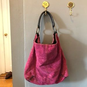 Suede Lucky Hobo in Raspberry